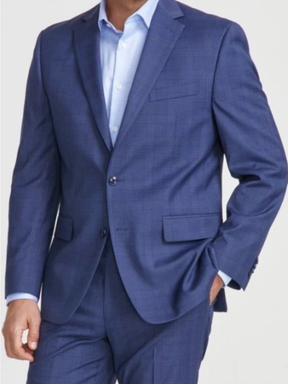 Perry Ellis Portfolio Mens 46R Blue Very Slim Fit Two Button Blazer Jacket